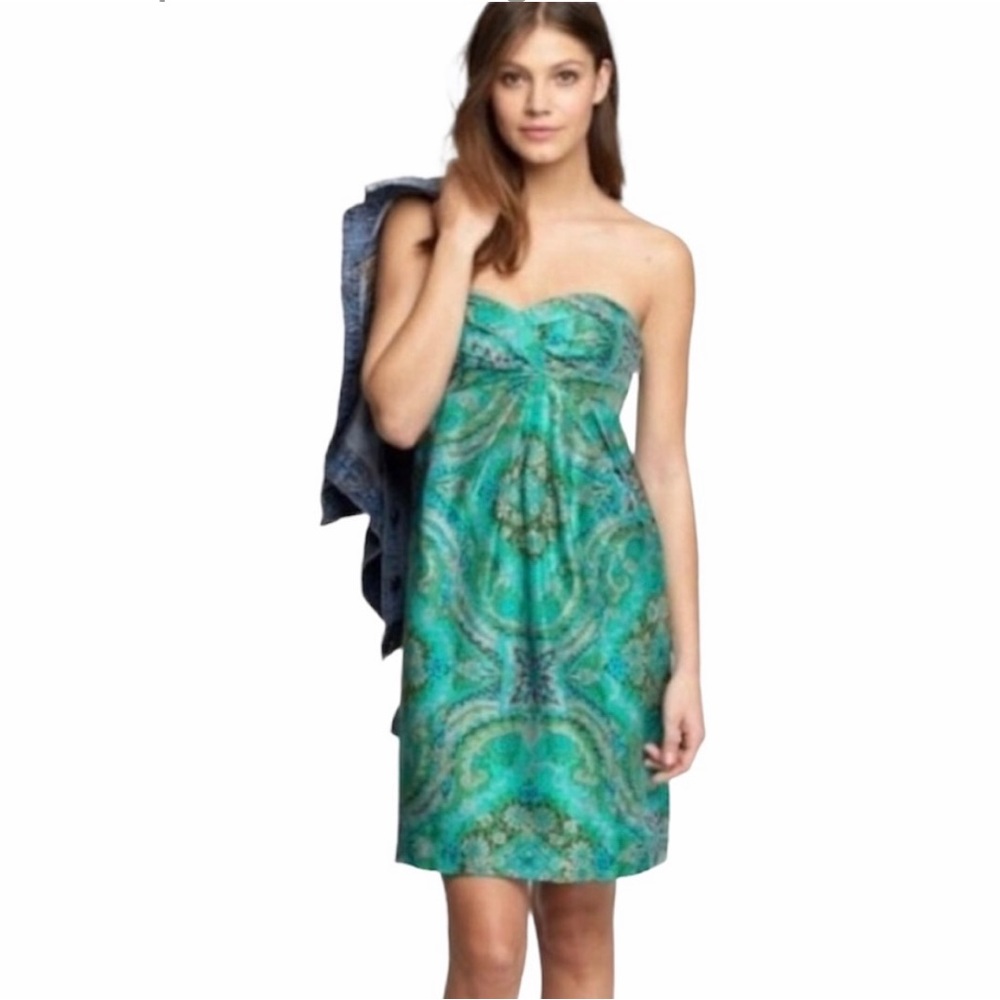 JCrew 100% silk strapless Casbah dress! size:2
